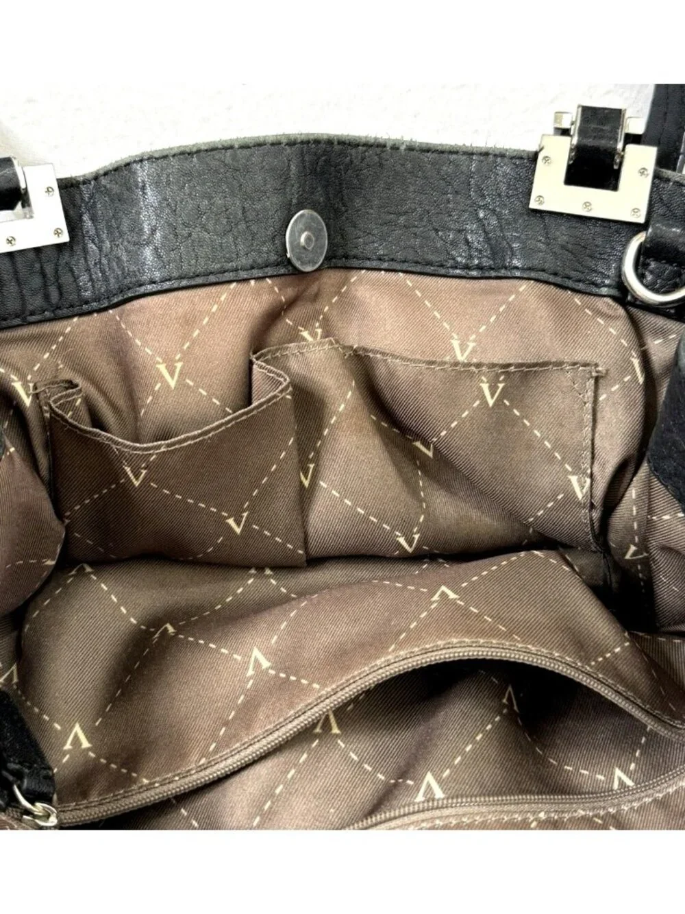 Vince Camutto Women's Handbag Purse Shoulder Bag Black Pebble Leather
